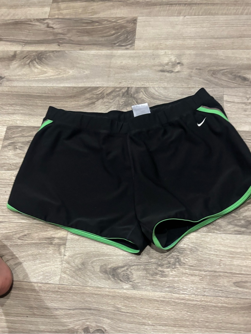 Champion Women's Black Athletic Shorts with Green Trim